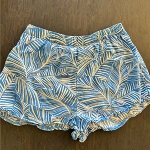 Blue Leaf Print Women's Swim Coverup